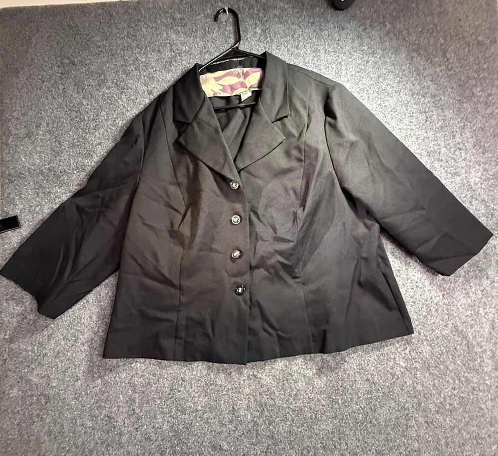 Dorby Woman Black 4-Button Plus Size 24W Blazer Career Long Sleeve Jacket